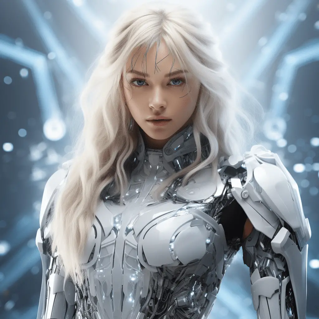 A cyber - girl, very beautiful with long hairs, elegant pose, no background, white bg, highly detailed, deadly face, sharp focus, ultra - realistic, concept art, highly detailed, photorealistic, octane render, unreal engine, depth of field, pentagon bokeh, realistic style, dreamy, excited, highdetail, hyper quality, Bright color, mockup blind box futuristic style, fine luster, 3D render, oc render, best quality, 8k, bright, frontlighting, Face Shot, fine luster, ultra detailed