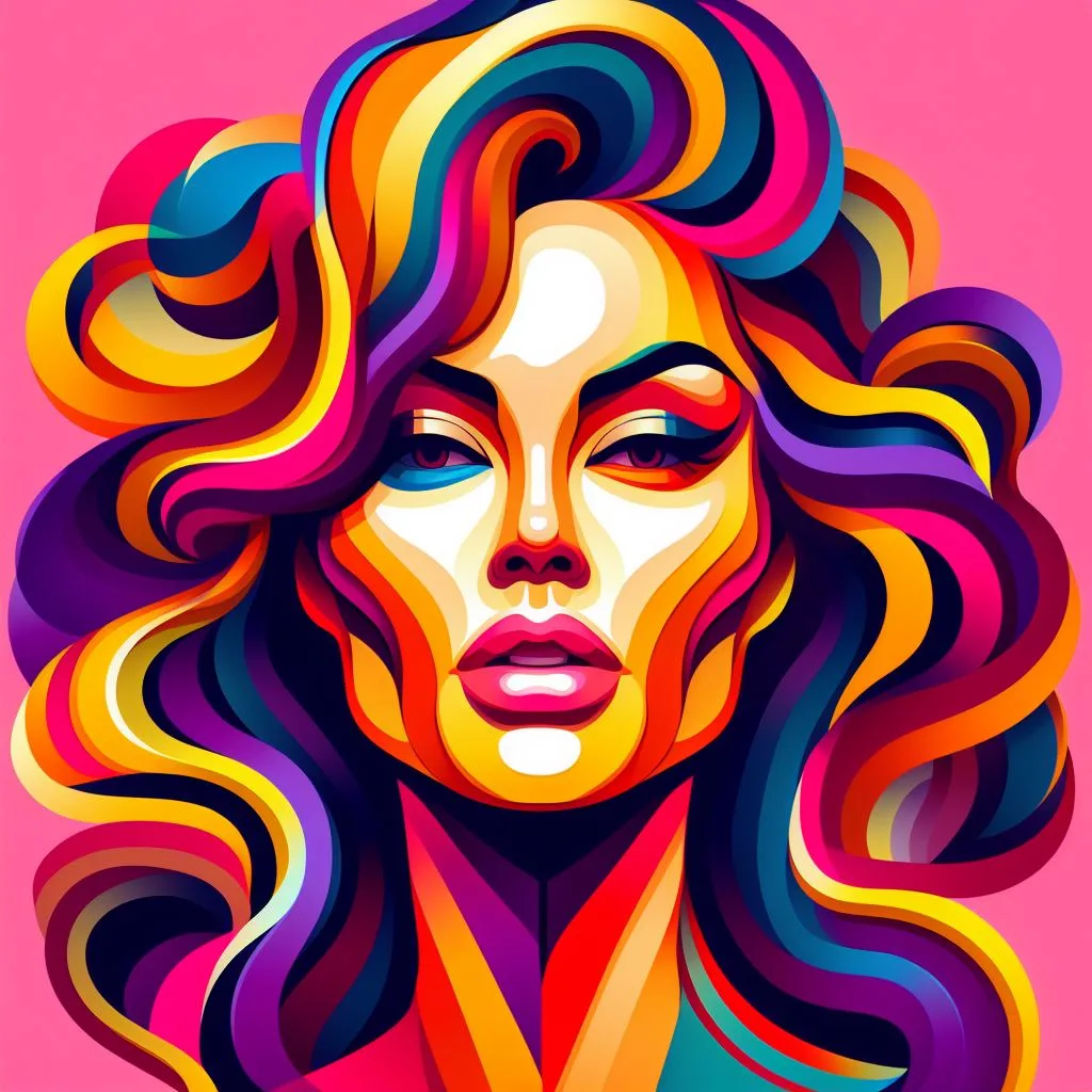 A stylized portrait of a celebrity, with exaggerated features and bright colors.