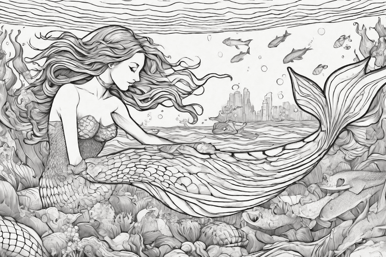 A mermaid swimming in the ocean