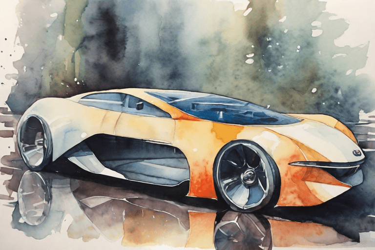 futuristic car Watercolor