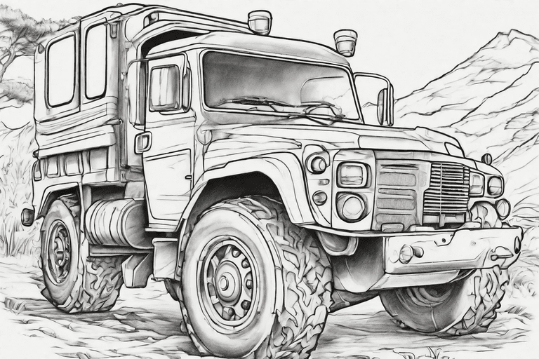 Vehicle coloring page, Children’s Drawing, Pencil Art.”
